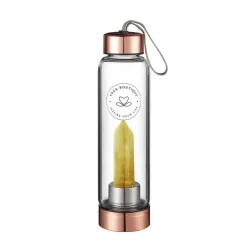 YOGA BOUTIQUE Get energized, get happy! Crystal Water Bottle Citrin rosegold