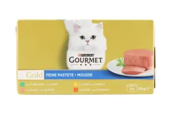 Gourmet Gold Feine Pastete mit Kaninchen, Huhn, Lachs, Niere 4x85g