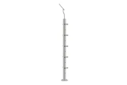 Dieda Runde Geländerstütze Edelstahl | 85 cm | 5 Rundstabhalter