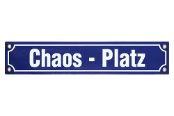 Münder Email Schild Chaosplatz | 40 × 0.5 cm