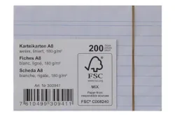 Karteikarten A8 liniert weiss 180g 200 Blatt