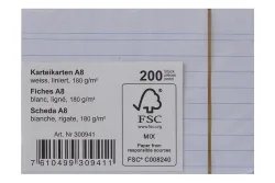 Karteikarten A8 liniert weiss 180g 200 Blatt