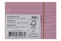 Karteikarten A8 liniert farbig 180g 200 Blatt