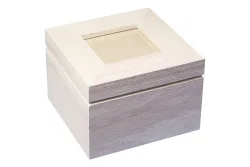 Rayher Holz-Box mit Fotodeckel FSC | 12 × 12 × 7.6 cm