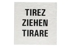 Schild «Tirez | Ziehen | Tirare» | ⌀ 8 cm