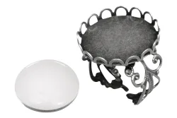 Rayher Metall-Fassung Ring mit Zierrand und Cabochon | ⌀ 2 cm