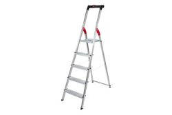 Hailo, Hailo L60 StandardLine 8160-507 Aluminium Stufen-Stehleiter inkl. Werkzeugablage Arbeitshöhe (max.): 2.8 m Silber, Rot,