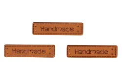Rayher Kunstleder Labels Handmade | 4 × 1 cm | 3 Stück