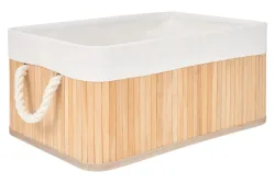 Korb 44x31x20cm weiss Bambus