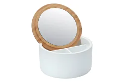 Diaqua - Schmuckdose mit Spiegel weiss / Holz, 13cm, Braun