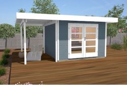 Weka Designhaus 126 A mit Anbau Grau | 5 × 2.4 m