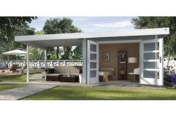 Weka Designhaus 126 B mit Anbau Grau | 2.4 × 5.9 m