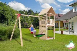 Weka Tabaluga Drachenturm Sparset mit Anbauschaukel und Sandkasten | 3.3 × 4.2 × 2.9 m