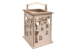 Rayher Holz Laterne Flederm. mit Griff | 15.3 × 15.3 × 26.5 cm