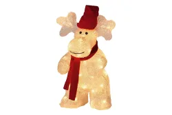 LED Elch acryl mit Stoffmütze 35cm