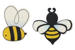 Glorex Streuteile Bienen Holz | 3.7 × 4.2 cm | 8 Stück