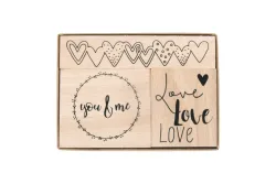 Rayher Holzstempelset Liebe | 3.2 × 3.8 cm | 8.1 × 1.6 cm | 3 Stück