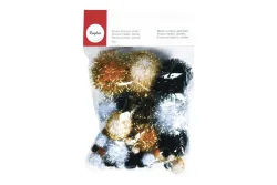 Metallic-Pompons,sortiert, Farben+Grössen sortiert, SB-Btl 50Stück