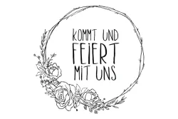 Rayher Holzstempel Kommt und feiert mit uns | 9 × 9 cm
