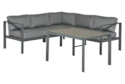 Home and More Ecklounge Romny Aluminium Anthrazit | 223 × 142 × 73.5 cm