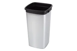 Rotho Abfalleimer Eckig Metalloptik | 65 × 39 × 39 cm | 60 l