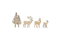 Rayher Holz-Streudeko Baum und Hirsch | 4-8 cm | 4-teilig