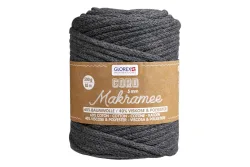 Glorex Makramee-Cord Gewebt Anthrazit | 5 mm | 500g