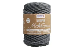 Glorex Makramee Rope Gedreht Anthrazit | 250 g | 3 mm
