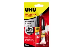 UHU Sekundenkleber PLASTIK 46140 blitzschnell, fl&uuml;ssig 2g+3ml