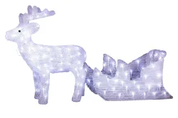 LED Acryl Rentier mit Schlitten klein