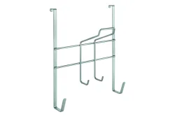 Metaltex Türregal Broomy für Besen und Putzmittel Silber | 46 × 30 × 12 cm