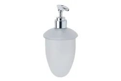 Diaqua Seifenspender mit Kunststoffpumpe Weiss-Chrom | 18 × 9 × 9 cm