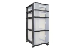 Rotho Schubladenturm Quadrix Schwarz | 70 × 29 × 40 cm