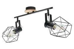 LeuchtenDirekt Deckenlampe Jaru Balkenspot Metall-Holz Schwarz-Braun | 60 W