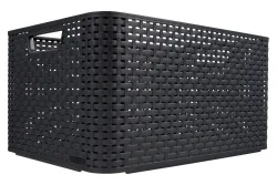 Curver Rattan Box Anthrazit | 23 × 32.6 × 43.6 cm | 30 l