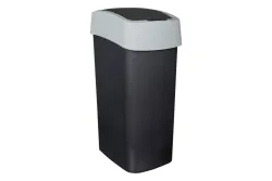 Curver Abfalleimer Flip BIN Schwarz-Grau | 65.3 × 29.4 × 37.6 | 50 l