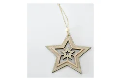 Holzhänger Stern beglittert