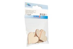 Glorex Streuteile Herzen Holz | 3.6 × 3.6 × 0.3 cm | 7 Stück