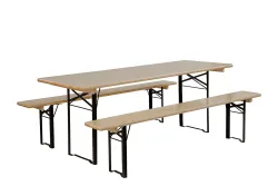 Home and More Festbankgarnitur mit Tisch und Bänken Fichte | 200 × 70 × 74 cm | 200 × 25 × 50 cm