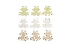 Holz Streuteile Frosch, 4x4cm, +Klebepunkt,sort., SB-Btl. 9Stück