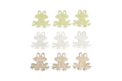 Holz Streuteile Frosch, 4x4cm, +Klebepunkt,sort., SB-Btl. 9Stück