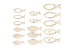 Furnierholz Fische, 4-6cm, Stärke 1mm, SB-Btl. 16Stück