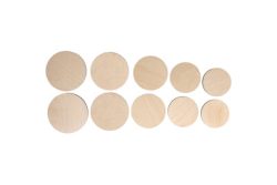 Holz Platten Set S, FSC Mix Credit, 7,5-10,5cm ø,Stärke 4mm, SB-Btl. 10Stück
