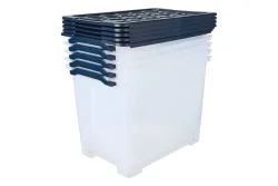 Rotho Aufbewahrungsbox mit Rädern inkl. Deckel Evo Safe | 59 × 39.5 × 59 cm | 65 l | 5 Stück