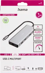 Hama - USB 3.2 Gen 1-Hub (USB 3.0), Taubengrau, 360X260X20MM