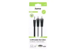 Hama -  Kabel Audio 3,5-2x RCA Schwarz 1,5m, 1,5 Meter