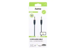hama 00205117 Audio-Kabel, 3,5-mm-Klinken-St. - St., Stereo, vergoldet, ultradünn, 0,5 m