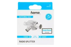 hama 00205237 Antennen-Verteiler, Koax-Stecker - 2 Koax-Kupplungen, Metall