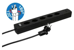 Max Hauri Steckdosenleiste Safety Line 5x Typ 13 90° schwarz Schalter USB Magnet 5m clip-clap