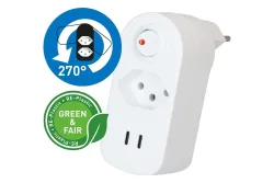 Max Hauri Abzweigstecker Adapt 1x Typ 13 Usb-C/C 20W weiss drehbar Green+Fair